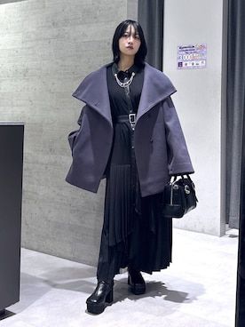 「アイテム（ブローチ/コサージュ）」を使った、ぽんさん（レディース・155cm）の冬コーディネート