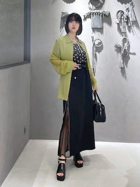 「アイテム（サンダル、ブラック系）」を使った、ぽんさん（レディース・155cm）の夏コーディネート