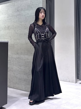 「HARE（ハレ）のHAKAMAプリーツパンツ(HARE)（その他パンツ、ブラック系）」を使った、ぽんさん（レディース・155cm）の夏コーディネート