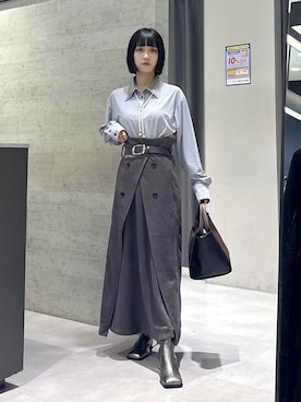 「アイテム（ブーツ、シルバー系）」を使った、ぽんさん（レディース・155cm）の秋コーディネート