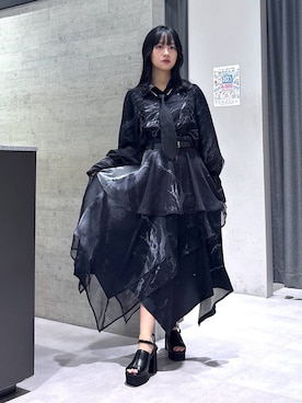 「HARE（ハレ）のネクタイネックレス(HARE)（ネクタイ、ブラック系）」を使った、ぽんさん（レディース・155cm）の秋コーディネート