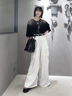 「アイテム（カーゴパンツ）」を使った、ぽんさん（レディース・155cm・20代）の夏コーディネート