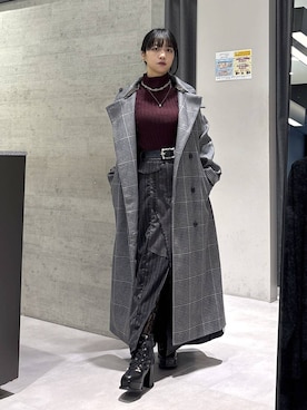 「アイテム（ノーカラーコート）」を使った、ぽんさん（レディース・155cm）の秋コーディネート