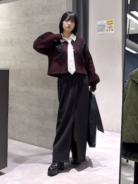 「HARE（ハレ）のアイテム（スカート）」を使った、ぽんさん（レディース・155cm）の秋コーディネート