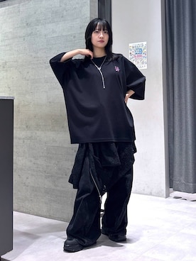 「HARE（ハレ）の【新世紀エヴァンゲリオン×HARE】シーンプリントカット(HARE)（Tシャツ/カットソー、ブラック系）」を使った、ぽんさん（レディース・155cm）の夏コーディネート
