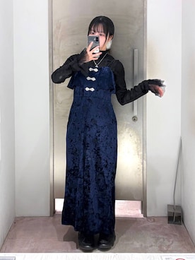 「HARE（ハレ）のシアーベロアハイネックカット(HARE)（その他トップス、ブラック系）」を使った、ぽんさん（レディース・155cm）の秋コーディネート