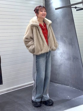 「クリスマス」｜「アイテム（ジャケット/アウター）」を使った、みっきぃさん（レディース・155cm）の冬コーディネート