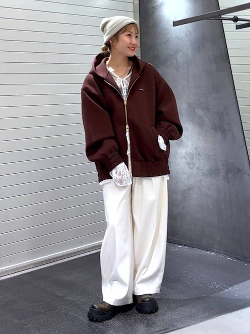 JEANASIS ダンボールBIGフードブルゾン グレー JEANASIS パーカー ダンボールBIGフードブルゾン/496842