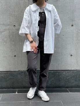 「TODAYFUL（トゥデイフル）のアイテム（サロペット/オーバーオール）」を使った、ounさん（レディース・153cm）の夏コーディネート