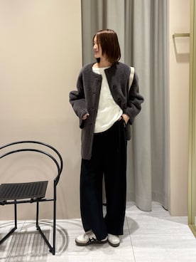 「アイテム（ノーカラーコート）」を使った、akaneさん（レディース・166cm）の秋コーディネート