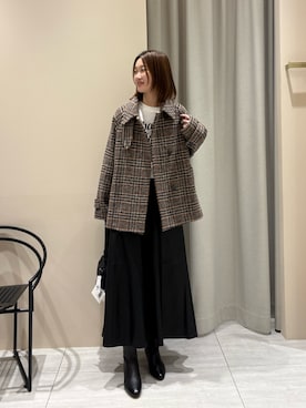 「アイテム（ピーコート）」を使った、akaneさん（レディース・166cm）の冬コーディネート