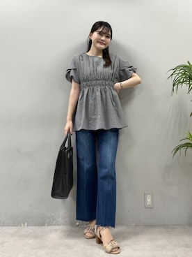 「natural couture（ナチュラルクチュール）のアイテム（シャツ/ブラウス）」を使った、コトさん（レディース・163cm）の夏コーディネート