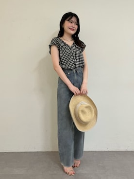 「natural couture（ナチュラルクチュール）のアイテム（シャツ/ブラウス）」を使った、コトさん（レディース・163cm）の夏コーディネート