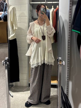 「LOWRYS FARM（ローリーズファーム）のシアーシャツＬＳ  605853（シャツ/ブラウス、ホワイト系）」を使った、aya212525さん（レディース）の夏コーディネート