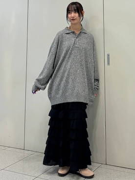 「LOWRYS FARM（ローリーズファーム）の【LFM(U)】ハイゲージニットポロ　 593278（ニット/セーター）」を使った、aya212525さん（レディース・160cm）の秋コーディネート