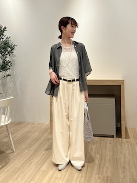 「Jena espace merveilleux(ジェナ エスパスメルヴェイユ)の【PalinkA/パリンカ】ハーフスリーブレースTシャツ(Tシャツ/カットソー、ホワイト系)」を使った、moeさん(レディース・166cm)の夏コーディネート