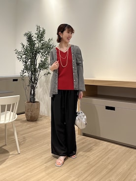「Jena espace merveilleux(ジェナ エスパスメルヴェイユ)の【サラサラ半袖デニム】テンセルフレンチシャツ(シャツ/ブラウス、グレー系)」を使った、moeさん(レディース・166cm)の夏コーディネート