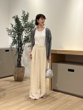 「Jena espace merveilleux(ジェナ エスパスメルヴェイユ)のリブタンクトップ(キャミソール、ホワイト系)」を使った、moeさん(レディース・166cm)の夏コーディネート