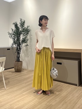「Jena espace merveilleux(ジェナ エスパスメルヴェイユ)のカタアゼフレンチニット(ニット/セーター、ホワイト系)」を使った、moeさん(レディース・166cm)の夏コーディネート