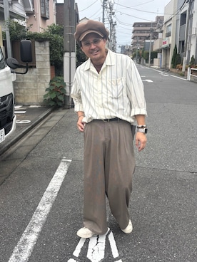 「アイテム（スラックス）」を使った、log0000iさん（メンズ・168cm）の秋コーディネート