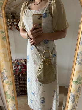 「VINTAGE（ヴィンテージ）のアイテム（ショルダーバッグ）」を使った、NATSUCOさん（レディース・158cm）の夏コーディネート