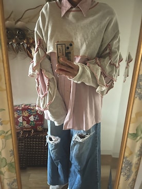 「VINTAGE（ヴィンテージ）のアイテム（シャツ/ブラウス）」を使った、NATSUCOさん（レディース・158cm）の秋コーディネート