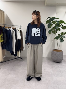 「CIAOPANIC TYPY（チャオパニックティピー）の【ZOZO限定】【UNISEX】ニュアンスロゴスウェット（Sweatshirt、ブルー系）」を使った、Nanamiさん（レディース・166cm）の秋コーディネート