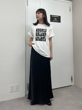 「CIAOPANIC TYPY（チャオパニックティピー）の【UNISEX】【プラスサイズあり】フラワーコレクションTEE（Tシャツ/カットソー、ホワイト系）」を使った、Nanamiさん（レディース・166cm）の春コーディネート