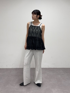 「CIAOPANIC TYPY（チャオパニックティピー）の【オールシーズン使える】裾バルーンレースキャミチュニック（Tシャツ/カットソー、グレー系）」を使った、Nanamiさん（レディース・166cm）の春コーディネート