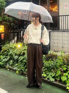 「CIAOPANIC TYPY（チャオパニックティピー）の【低身長・高身長対応/サイズ展開あり】スタイルアップ柔らかワイドイージーパンツ/デニム/スラックス（デニムパンツ）」を使った、Nanamiさん（レディース・166cm）の夏コーディネート