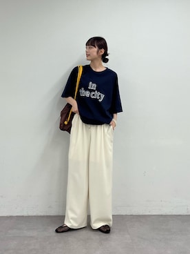 「Franklin Climbing（フランクリンクライミング）の【Franklin Climbing/フランクリンクライミング】【ユニセックス】IN THE CITYドットプリントTee（Tシャツ/カットソー、ブルー系）」を使った、Nanamiさん（レディース・166cm）の春コーディネート