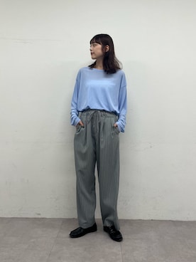 「CIAOPANIC TYPY（チャオパニックティピー）の≪お気に入り登録数17万人突破≫【17色展開】サイドスリットシアートップス（Tシャツ/カットソー、ブルー系）」を使った、Nanamiさん（レディース・166cm）の春コーディネート