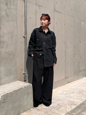 「CIAOPANIC TYPY（チャオパニックティピー）の【UNISEX】タックボリュームワイドスラックスパンツ/サイドラインスラックス（スラックス）」を使った、Nanamiさん（レディース・166cm）の夏コーディネート