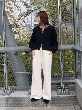 「CIAOPANIC TYPY（チャオパニックティピー）の【WEB限定】スポンディッシュダブルジップニットカーディガン（Cardigans、ブラック系）」を使った、Nanamiさん（レディース・166cm）の秋コーディネート