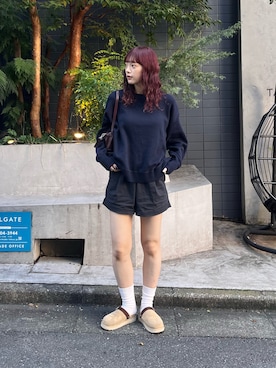 「CIAOPANIC TYPY（チャオパニックティピー）の:軽量！厚底スウェードサボ（Other Shoes、ベージュ系）」を使った、Nanamiさん（レディース・166cm）の秋コーディネート
