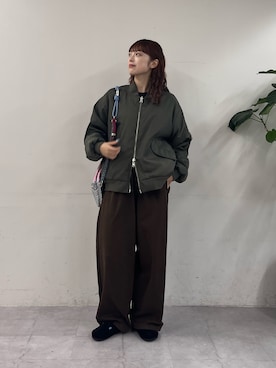 「CIAOPANIC TYPY（チャオパニックティピー）の【WEB限定】2WAYリバーシブルファーMA-1（MA-1、グリーン系）」を使った、Nanamiさん（レディース・166cm）の夏コーディネート