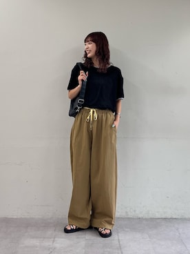 「CIAOPANIC TYPY（チャオパニックティピー）の:【ZOZO限定】【S～XL】紐デザイン厚底サムリングサンダル（サンダル、ブラック系）」を使った、Nanamiさん（レディース・166cm）の夏コーディネート
