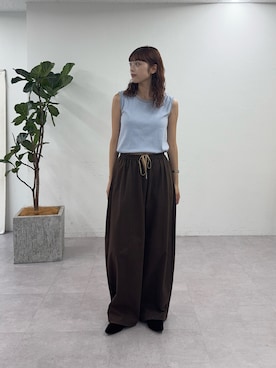 「アイテム（タンクトップ、ブルー系）」を使った、Nanamiさん（レディース・166cm）の夏コーディネート
