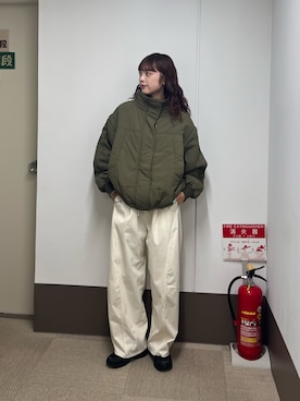 「CIAOPANIC TYPY（チャオパニックティピー）の∴【保温中綿・撥水】袖取り外し可能ショートモンスターパーカー（ブルゾン、グリーン系）」を使った、Nanamiさん（レディース・166cm）の夏コーディネート