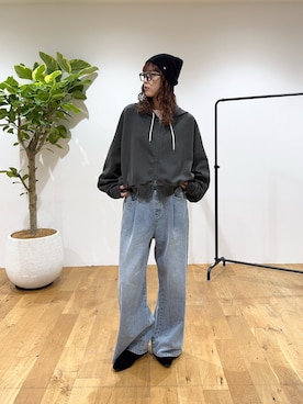 「アイテム（ニットキャップ/ビーニー）」を使った、Nanamiさん（レディース・166cm）の秋コーディネート