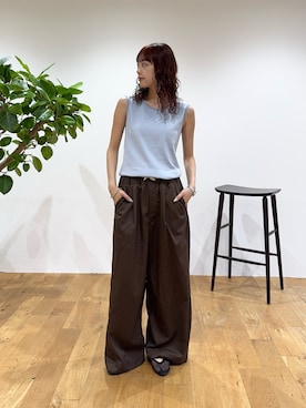 「CIAOPANIC TYPY（チャオパニックティピー）の【販売枚数13万枚突破!!】＜抗菌防臭＞2WAY配色タンクトップ（タンクトップ、ブルー系）」を使った、Nanamiさん（レディース・166cm）の夏コーディネート