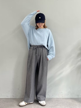 「アイテム（スラックス、グレー系）」を使った、sayuuuuさん（レディース・147cm）の秋コーディネート