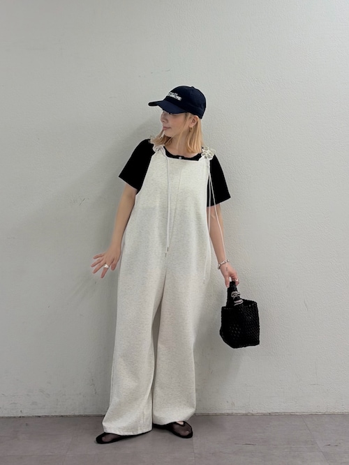 3サイズ展開】肩ドロストギャザーポンチサロペット（つなぎ