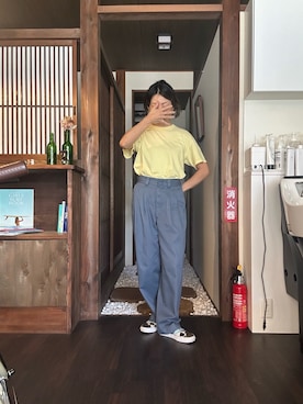 「アイテム（Tシャツ/カットソー）」を使った、Okeiさん（レディース・157cm）の秋コーディネート