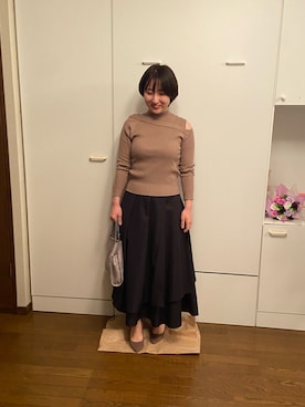 「Mystrada（マイストラーダ）のアイテム（ニット/セーター、ブラウン系）」を使った、wearharu31さん（レディース・159cm）の春コーディネート