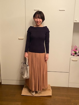 「Apuweiser-riche（アプワイザーリッシェ）のアイテム（ニット/セーター、ブルー系）」を使った、wearharu31さん（レディース・159cm）の春コーディネート