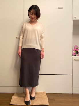 「GALLARDAGALANTE（ガリャルダガランテ）のアイテム（ニット/セーター、ホワイト系）」を使った、wearharu31さん（レディース・159cm）の春コーディネート