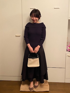 「Apuweiser-riche（アプワイザーリッシェ）のアイテム（ニット/セーター、ブルー系）」を使った、wearharu31さん（レディース・159cm）の春コーディネート