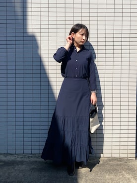 「Mila Owen（ミラオーウェン）のアイテム（シャツ/ブラウス、ブルー系）」を使った、wearharu31さん（レディース・159cm）の春コーディネート