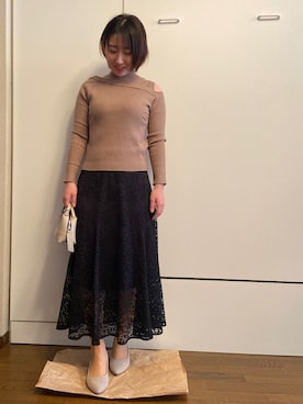 「Mystrada（マイストラーダ）のアイテム（ニット/セーター、ブラウン系）」を使った、wearharu31さん（レディース・159cm）の春コーディネート